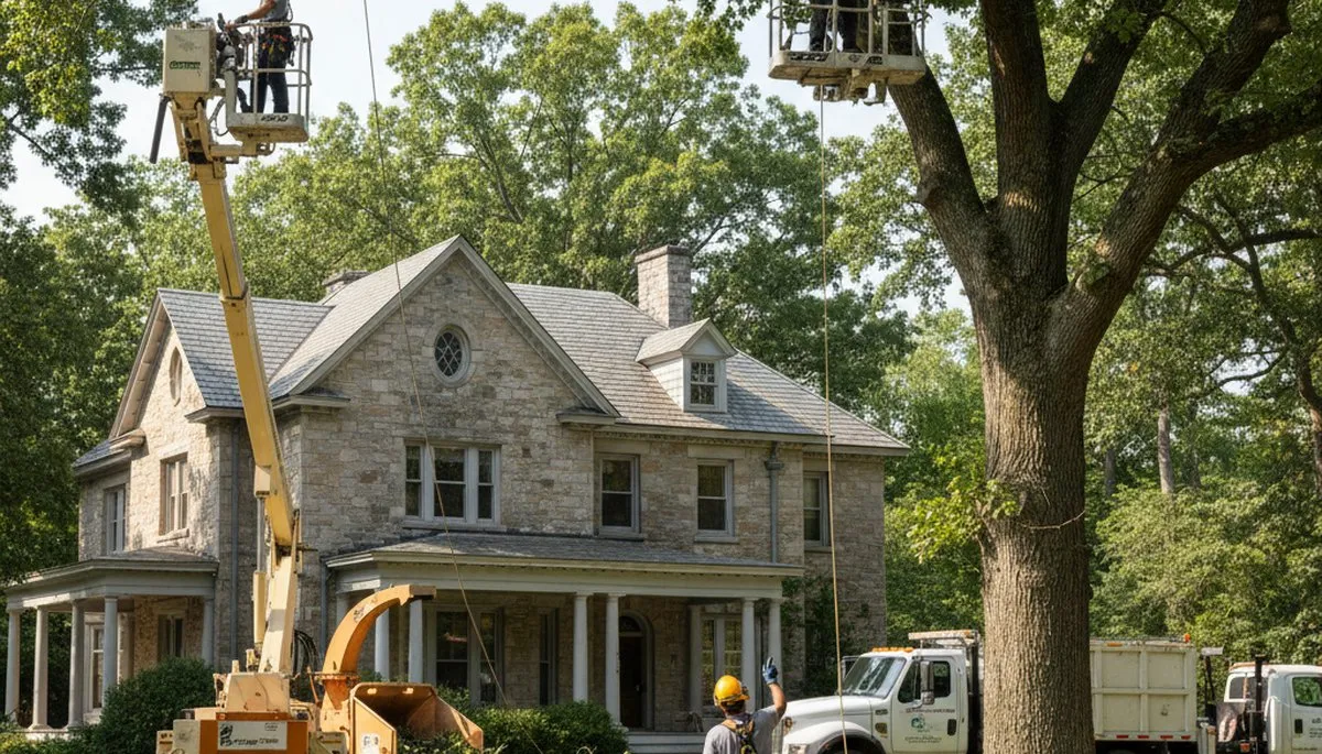 Tree service team in Omaha, NE providing professional tree removal and trimming services