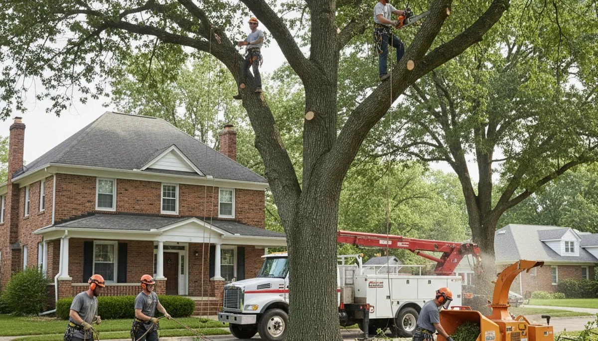 Tree service crew in Omaha, NE providing professional tree removal and cleanup