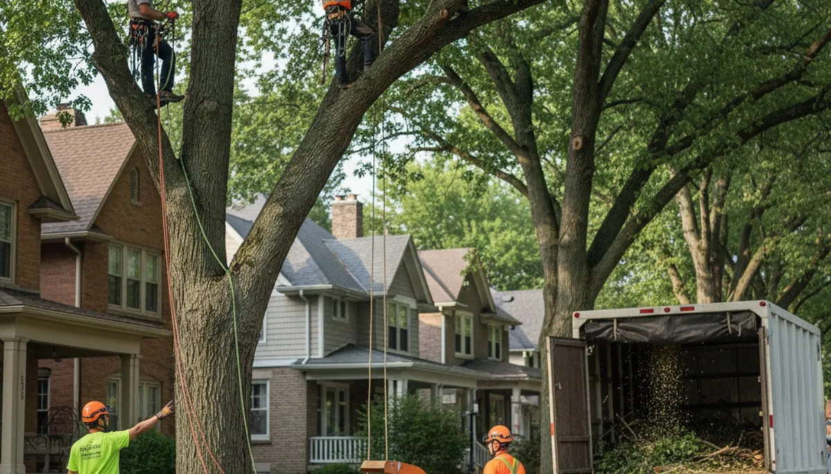 Tree service crew in Omaha, NE providing professional tree removal and trimming services