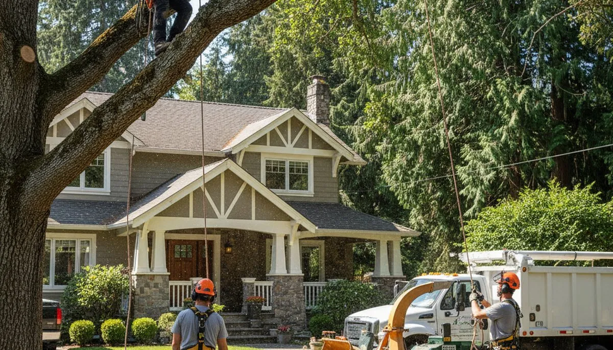 Tree service crew in Omaha, NE performing professional tree removal and cleanup