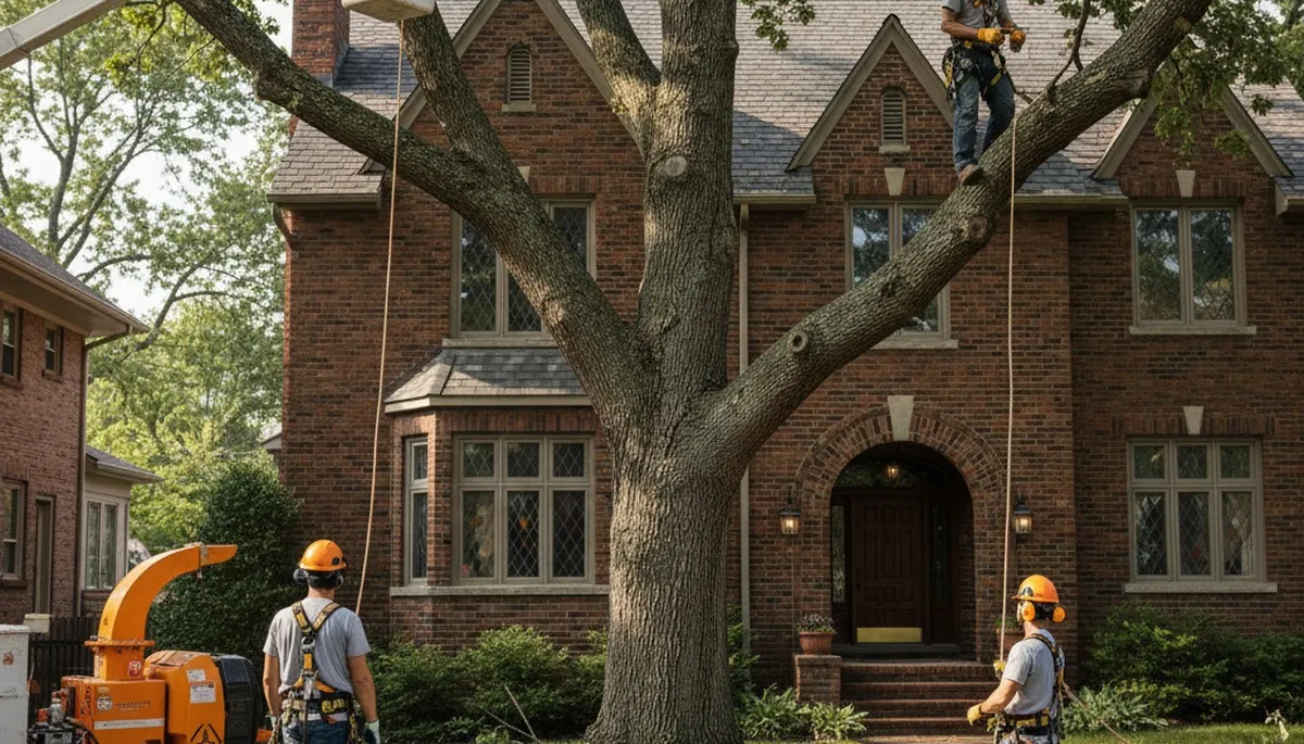 Tree service crew in Omaha, NE handling professional tree removal for a local property